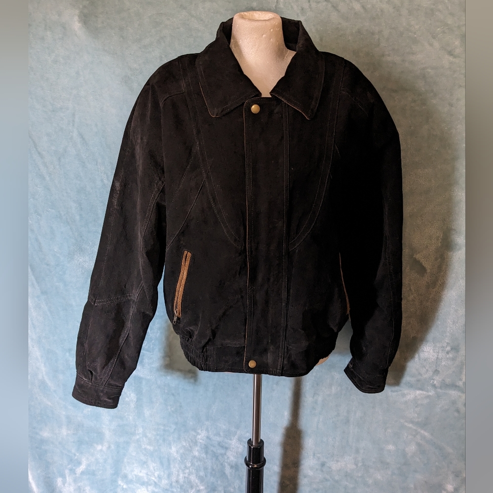 Vintage GITANO Black and Suede Leather Bomber Jacket